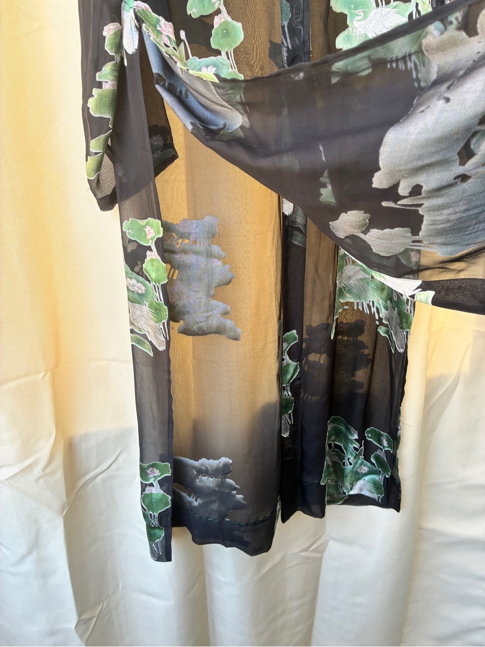 Citron Santa Monica Silk Blend Duster Top & Pants Crane Print Medium - Picture 12 of 16